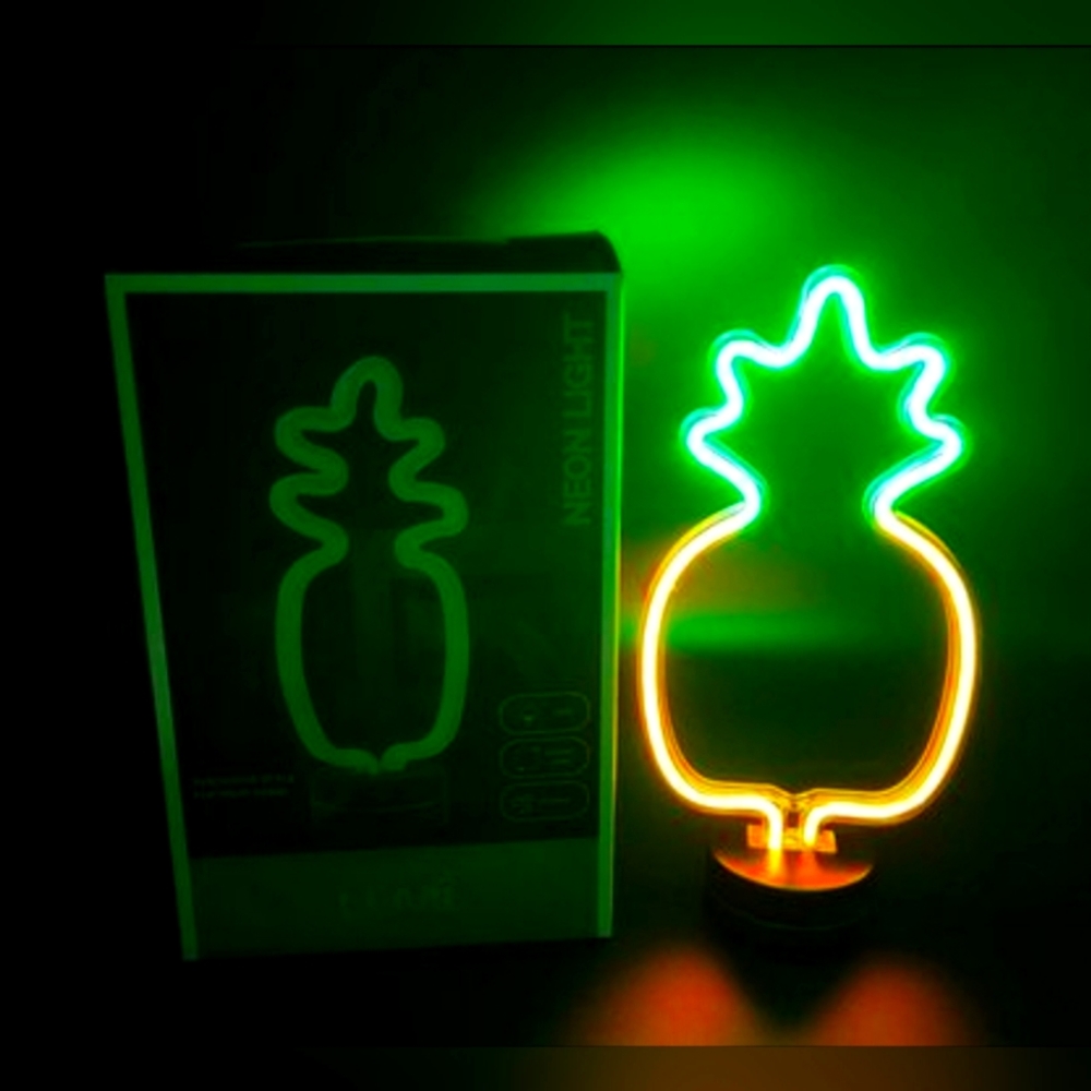 Pineapple Neon LED Double Sided Lighted Sign with Battery Base